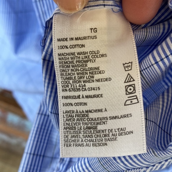 Nautica Blue Long Sleeve Button Down Shirt - Picture 4 of 5